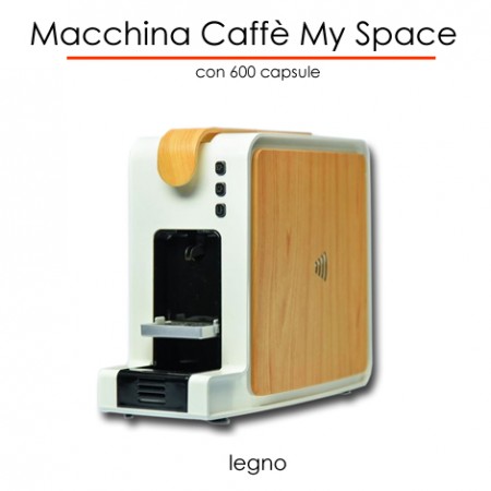 Macchina caffè MYSPACE effetto LEGNO in comodato d'uso con 300 capsule